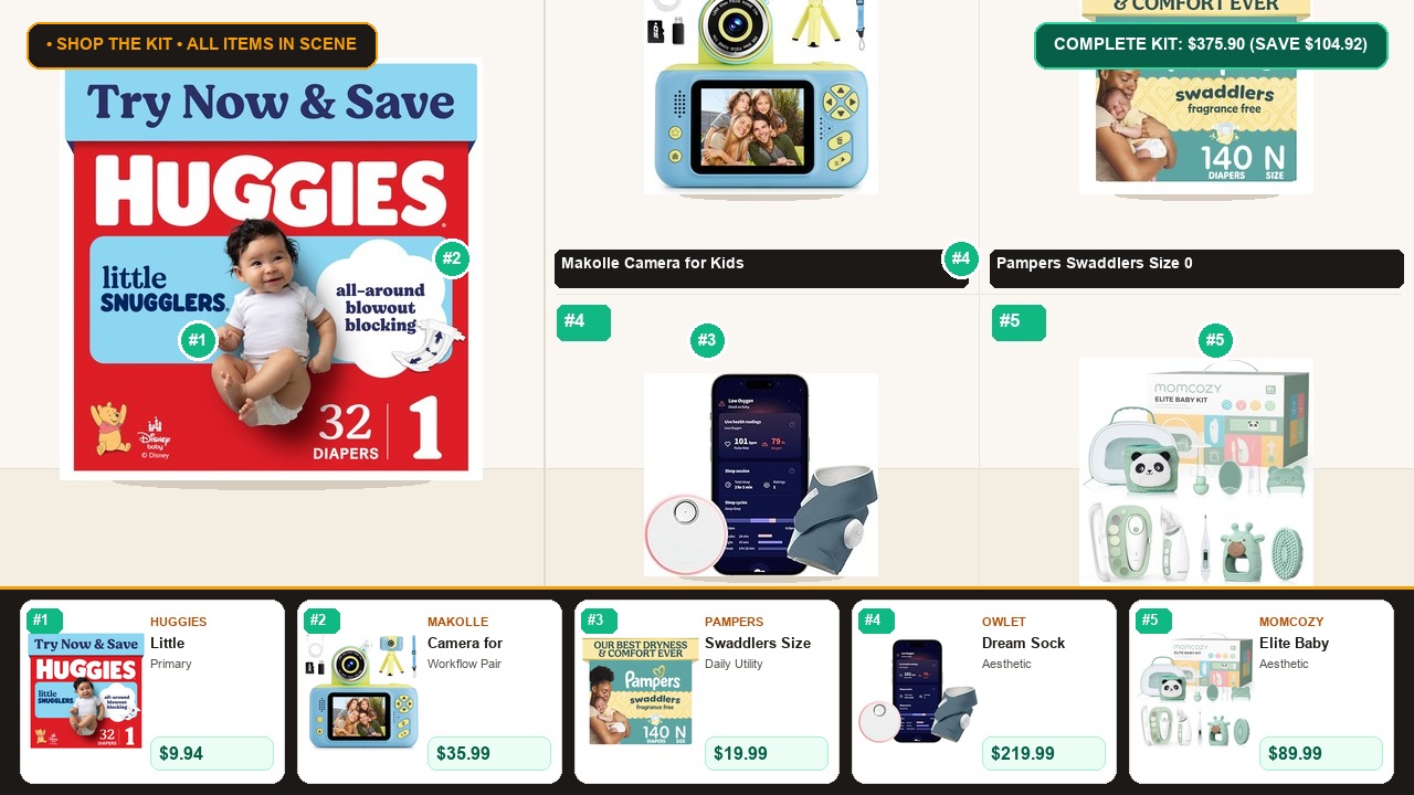 The 5-Item Baby & Toddler Essentials (Huggies & Makolle) Problem-Solver Kit Room Scene Preview