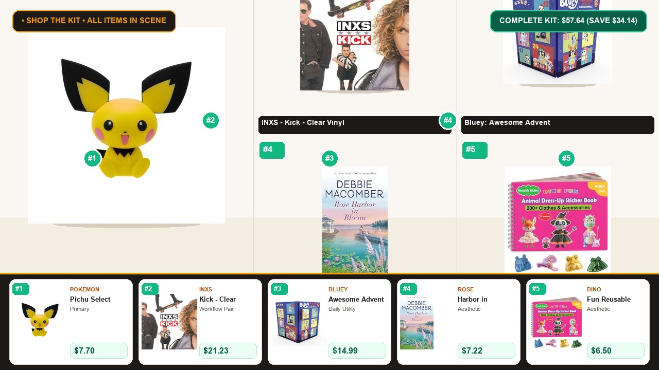 The 5-Item Books, Music & Fine Art (Pokemon & INXS) Problem-Solver Kit Room Scene Preview