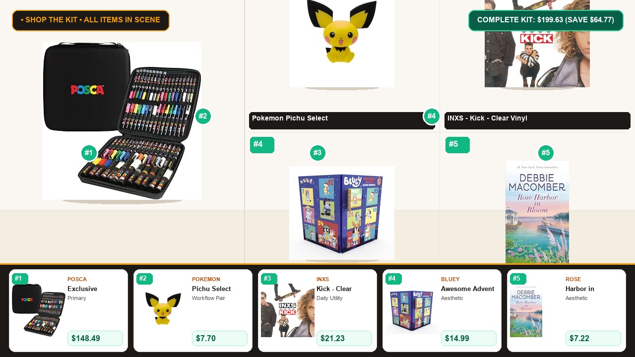 The 5-Item Books, Music & Fine Art (Posca & Pokemon) Problem-Solver Kit Room Scene Preview