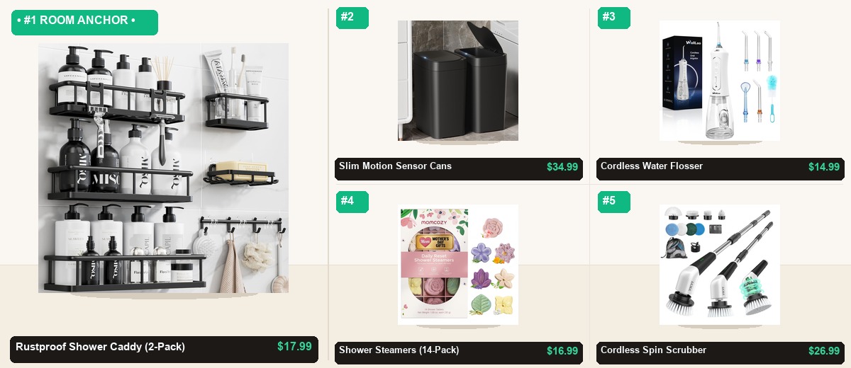 The Modern Spa Bathroom & Deep Clean Reset: Hotel Sanctuary Setup Under $115 - Individual Product Cutout Stage