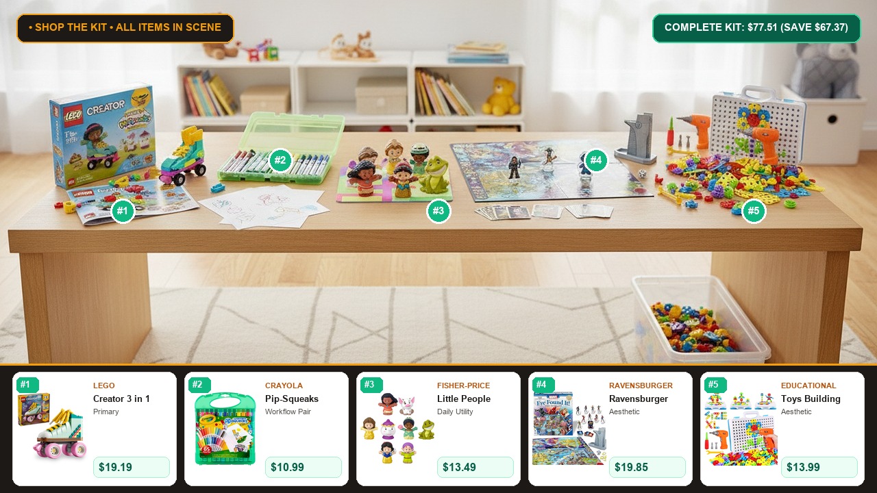 The 5-Item Kids' Toys & Games (Lego & Crayola) Problem-Solver Kit Room Scene Preview
