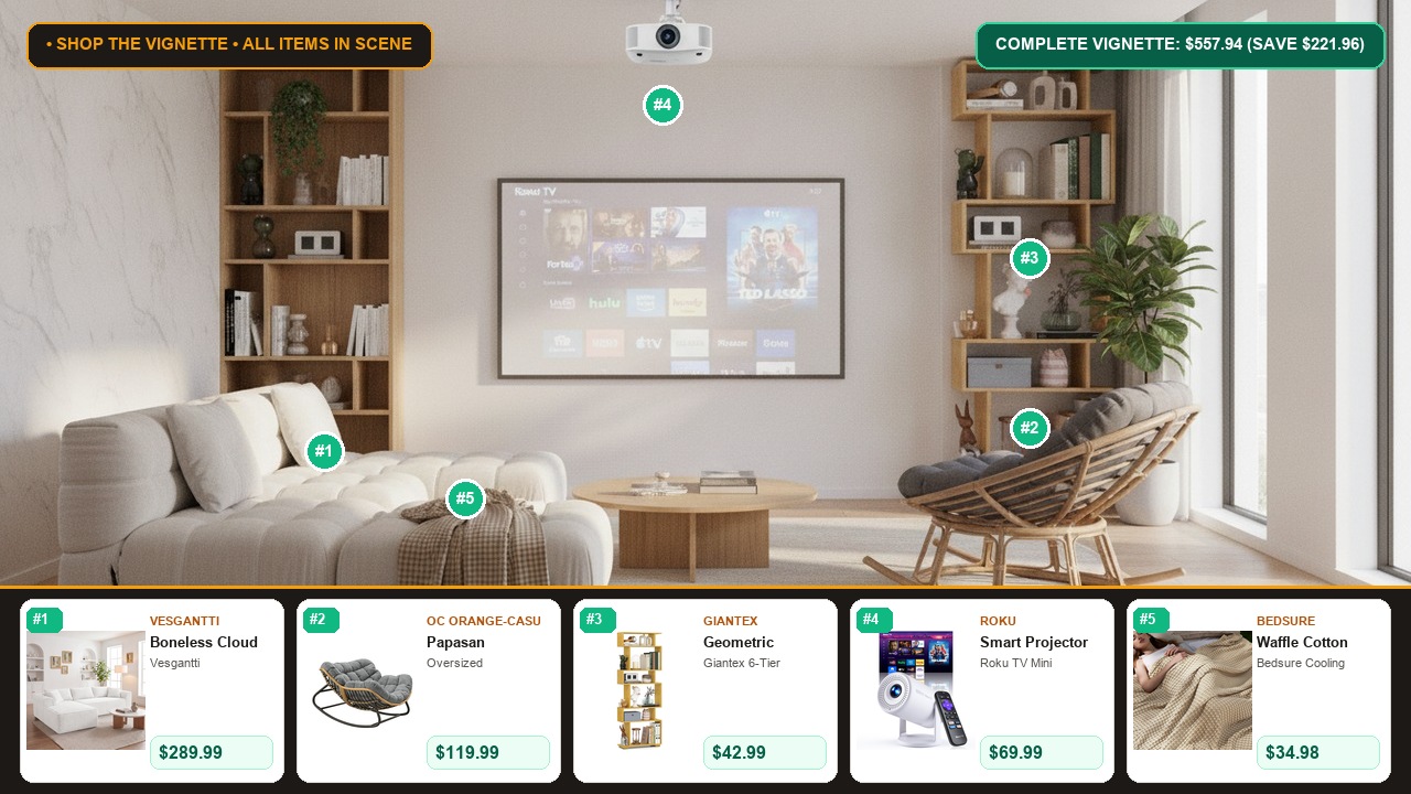 The Modern Cloud Living Room & Entertainment Reset: Complete Room Setup Under $560 Room Scene Preview