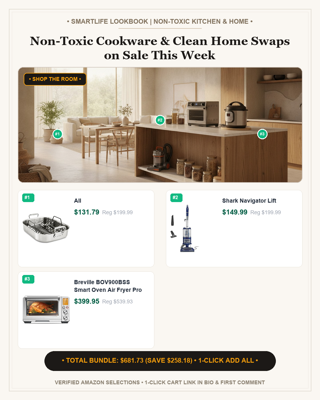 Non-Toxic Cookware & Clean Home Swaps on Sale This Week - Full 4:5 Shop the Room Lookbook Card