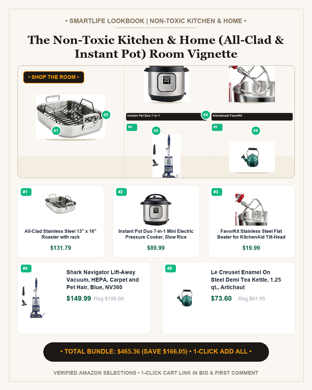 The Non-Toxic Kitchen & Home (All-Clad & Instant Pot) Room Vignette - Full 4:5 Shop the Room Lookbook Card