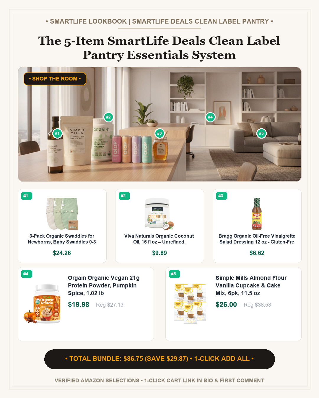 The 5-Item SmartLife Deals Clean Label Pantry Essentials System - Full Shop the Room Lookbook Card