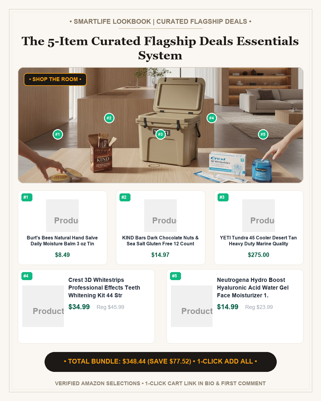 The 5-Item Curated Flagship Deals Essentials System - Full Shop the Room Lookbook Card