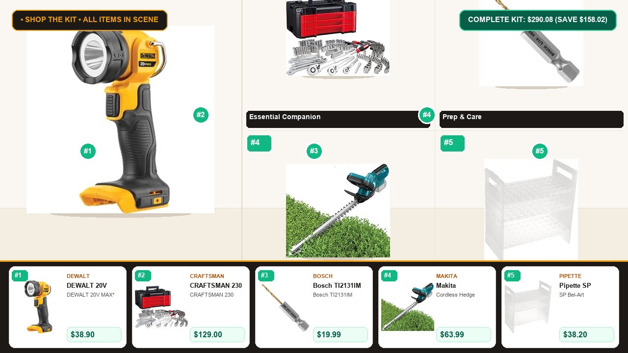 The 5-Item Tools & Outdoors (Dewalt & Craftsman) Problem-Solver Kit Room Scene Preview